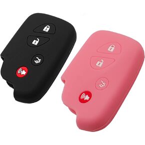 Silicone Key Fob Cover Fit for Lexus RX350 ES350 IS250 GX460 LX570 IS350 GS430 GS300 GS450h is F HYQ14AEM HYQ14ACX | Car Accessories | Remote Key Protection Case - Black & Pink