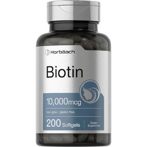 Biotin 10000 mcg | 200 Softgels | Vitamin B7 Supplement | Non-GMO & Gluten Free | by Horbaach