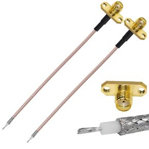 SMA Flange to PCB Solder Pigtail Cable SMA Female 2 Hole Panel Mount to PCB Welding WiFi Antenna Extension Cable RG316 6inch(15cm) Soldering Coaxial Coax Cable 2 Pack