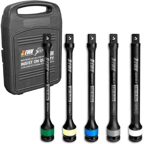 EWK 5 Pcs 1/2" Impact Torque Limiting Extension Bar Set, 65-140 Ft-lbs (90-190 Nm), High Precision Torque Limiting Stick Set