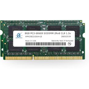 ترقية ذاكرة Adamanta 16 جيجابايت (2 × 8 جيجابايت) متوافقة مع Apple منتصف 2010، أوائل 2011، منتصف 2011، أواخر 2011 iMac، 2010، 2011 MacBook Pro، Mac Mini DDR3 1333Mhz PC3-10600 SODIMM 2Rx8 CL9 1.5 فولت وحدة ذاكرة الوصول العشوائي