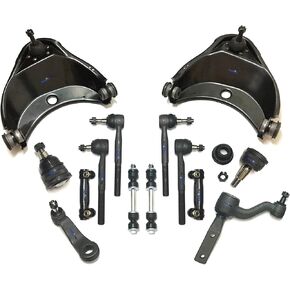 PartsW - 14 Pc Suspension Kit For Chevrolet C1500 88-92/ GMC C1500 88-92 +More/Adjusting Sleeves Tie Rod Ends Sway Bars End Links Idler&Pitman Arms Lower Ball Joints Upper Control Arms&Ball Joints