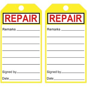 Repair Required Tags| 5 3/4" x 2 3/5"Maintenance Repair Tags Production Quality Equipment Status Tag for Quality Control Pack of 50