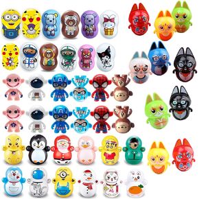 Random Tumbler Wobbler Toys | Stress Relief 45PCS Mini colorful Roly-Poly Wobbling Toy | Cartoon Miniature Figures Self-righting Doll Small Desktop Toy | Tumbler Early Education Toys for Kids or Adult
