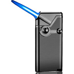 Portable Rocker Metal Lighter, Jet Torch Lighter, Refillable Lighters for Men Christmas Candles Thanksgiving(No Butane Fuel) (Black)