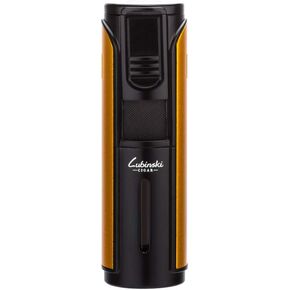 LUBINSKI Cigar Lighter Windproof Butane Five Torch Jet Blue Flame Cigarette Lighter for Cigar Cooking BBQ Topsense (Black)