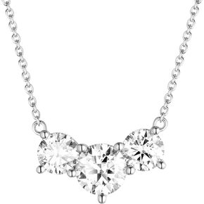 DovEggs 4ct Total 6.5mm-8mm-6.5mm G-H-I Color Heart Arrows Cut Moissanite Pendant Choker Necklace 14k Gold QUALITY Silver Pendant for Women Total Length 20 Inch(45cm+5cm)