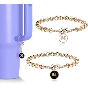 Personalized Gifts for Women 2PCS Initial Letter Charm for Stanley Cup Accessories,Stainless Steel Name Letter Charm for Stanley/Simple Modern Tumbler 40 oz,Great gifts for Mother's Day