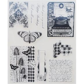Typewriter Handwriting Butterfly Clear Stamps for Card Making - Reusable Stamp for DIY Scrapbooking, Album Decoration, Paper Craft Tools