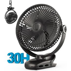 10000mAh 30hrs Rechargeable Fan Portable, 8 Inch Clip on Fan, Battery Operated Fan, Golf Cart Fan, 4 Speeds, Sturdy Clamp, Quiet USB Fan for Desk Treadmill Camping Truck Outdoor Travel Home Office