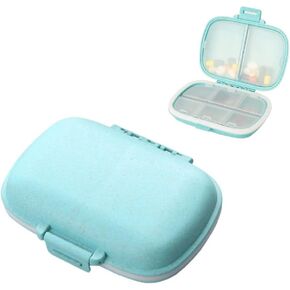 Daily Pill Organizer 1 Travel Portable Pill Case 8 Compartments Pill Box with Seal Ring Moisture Proof Small Medicine Vitamin Holder Container for Pocket Purse Waterproof Pill Supplement Case (Blue)