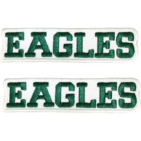 2 PCS Eagles Word White Border Patch Embroidered Iron On Patches for Decorate Craft Clothes