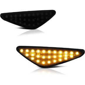 VIPMOTOZ Black Smoke Full LED Front Fender Side Marker Light Turn Signal Lamp Assembly Replacement Pair For BMW F25 E70 E71 E72 X3 X5 X6 SUV Driver & Passenger Side