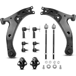 A-Premium Set of 10, Front Lower Control Arm, Sway Bar Link, Lower Ball Joint, Inner Outer Tie Rod End, Compatible with Toyota Corolla 1996-2002