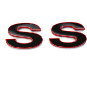 2pcs (Pair) SS Fender Emblems Replacement for 96-02 Camaro SLP SS Badge New Reproduction 12369966R (Black/Red)