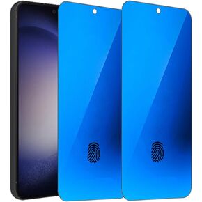 2 Pack Anti-Blue Privacy Tempered Glass for Samsung Galaxy S23 / Galaxy S22 Mirror Anti-Spy Screen Protector Anti-Peeping Film Electroplated Blue 6.1 inch