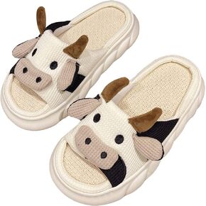 Women slippers Animal slippers Cartoon pig slippers Linen slippers at home Cute and comfortable plush slippers cow shoes