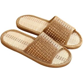 Holibanna Women Rattan Woven House Slippers Lightweight Linen Slippers Indoor House Slipper Summer Beach Shoes