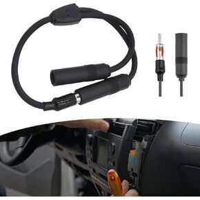 1 PC Car Radio Antenna Extension Cable, AM/FM 1 Male to 2 Female Y Adapter Antenna Connector, Audio Radio Stereo Receiver Plug and Play, Universal for Cars Trucks SUV Accessories (Black)