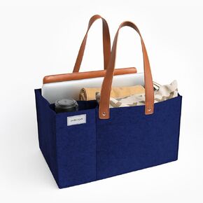 Felt Organizer Caddy - File Folder Tote with Handle - Portable Office Bag - Teacher, School & Work Supplies - Arts & Crafts Storage (Light Grey)
