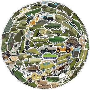 100 Pcs Military Vehicles Stickers Pack for Adults Kids, Camouflage Tank Truck Decals, Army Vehicles Vinyl Waterproof Stickers for Car Laptop Water Bottle Phone Luggage Guitar Skateboard