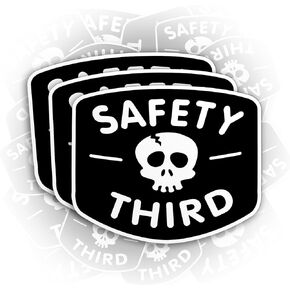 (3PCS) Safety Third Sticker Safety 3rd Funny Hard Hat Sticker Skull Warning 2" Die-Cut Waterproof Vinyl Sticker for Helmet Toolbox Water Bottle Phone Case Laptop Car (2 Inches)