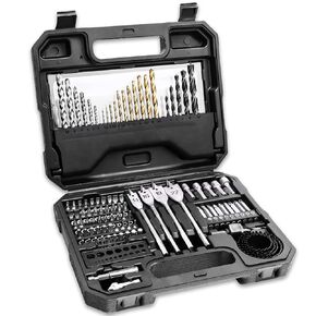 100Pcs Titanium Power Drill Bit Set, Drill Bits for Metal, Wood,High Speed Steel Drill Bit Screwdriver Bit Set with Storage Case