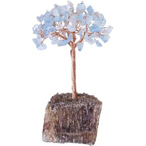 mookaitedecor Natural Citrine Crystal Tree on Amber Calcite Cluster Base Feng Shui Money Tree Ornament for Home Office Table Decor
