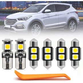11pcs Interior LED Lights Bulb Kit for Hyundai Santa Fe 2013 2014 2015 2016 2017 2018 2019 2020 Map Dome Trunk License Plate Lights Super Bright LED Interior Light Bulbs + Install Tool