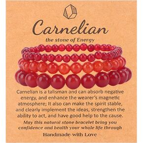 CASDAN 3 PCS Healing Crystal Bracelets for Women Men 4mm 6mm 8mm Round Stone Beaded Bracelet Semi-Precious Gemstones Bracelet Jewelry Gifts