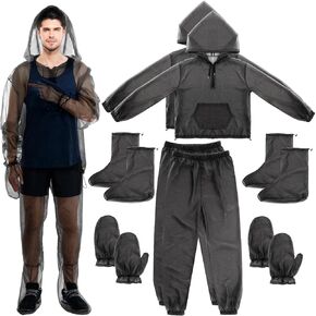 2 Set Large Mesh Mosquito Net Suit Include Net Pants Jackets Socks Mittens with Carry Bag full body Insect proof clothing for adult Fishing Hiking Camping Outdoor Protection Men Women, L/XL