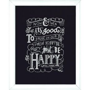 Design Works Crafts Be Happy Chalkboard Counted Cross Stitch Kit, 8 by 10",Black