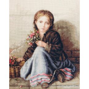Luca-S Counted Cross Stitch kit Little Flower Girl, 33x42,5cm, DIY