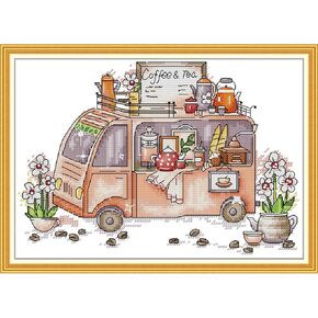 Bilrost Cross Stitch Kits for Beginners Needlepoint Kits for Adults Stamped Cross Stitch Kits for Adults DIY 14CT Embroidery Patterns Stitches Kit-Flowerpot Kitten 11.02x11.02 inch