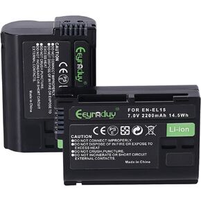 EN-EL15 2-Pack Batteries and Charger Set for Nikon Z6 z6ii Z7 z7ii Z8 D750 D850 D7000 D7500 D7100 D7200 D500 D600 D610 D800 D810 D850 Camera 2200mAh
