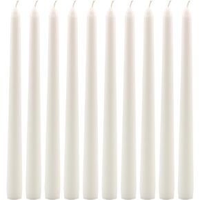 Stonebriar Tall 10" White Unscented Dripless 10 Count Taper Candles, 7 Hour Burn Time