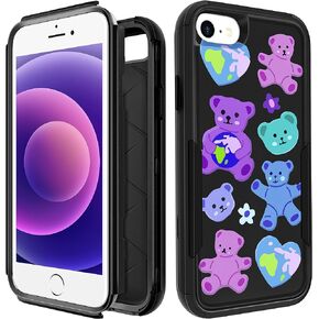 for iPhone SE Case 2020/2022/3rd Generation, for iPhone 8/7 Case, Heavy Duty Protective Strawberry Cute Phone Cover for Women Men Girls Boys Hard Cases for iPhone 7/8/SE