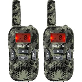 Retevis RT33 Walkie Talkies for Kids, Army Toy Gifts for 6-12 Year Old Boys Girls,Long Range 2 Way Radio 22 Channel Backlit LCD Screen Flashlight VOX,Outside Adventures Camping Hiking(Camo, 1 Pair)