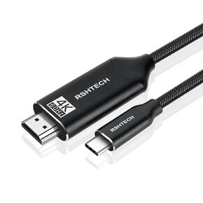 RSHTECH USB C to HDMI Cable 4K 60Hz Type C to HDMI Cable 9.8ft for Home Office, Braided HDMI Cord Thunderbolt 3 Compatible for MacBook Pro/Air, iPad Pro 2020, Samsung Galaxy S20/ S10, and More