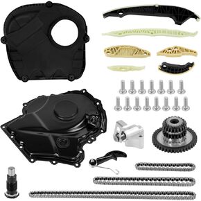 EA888 Engine Timing Chain Kit Timing Cover Camshaft Sprocket Tensioner Guide Rail Kit for Audi A4 A6 Q5 TT Volkswagen Passat Jetta Tiguan Beetle GTI 1.8T 2.0T 2006-17 06H109509Q 06H109469T 06H109469AD