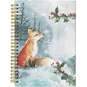 VNWEK Winter Fox Notebook Journal, Fox Journal, Fox Gifts for Women Girls, Fox Gifts for Fox Lovers, Notebook Gifts for Christmas, Writing Spiral Notebook 5.5x8.3