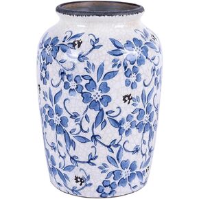 Vintage Blue and White Vase,Rustic vases for Home Decor,Chinoiserie Ceramic vases Blue and White Pottery Christmas Decor Rustic (Blue and White Porcelain-A)