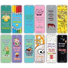 Fun Bookmarks for Kids (12 Pack)- Silly Jokes Series 1 Funny Hilarious Bookmarker Cards - Excellent Party Favors Teacher Classroom Reading Rewards and Incentive Gifts for Young Readers