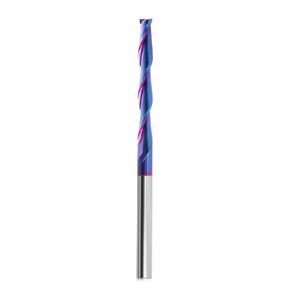 CNC Spiral Router Bits with Up Cut 1/4 inch Shank,1/4 inch Cutting Dia,Extra Long 4 Inch Length Solid Carbide Nano Blue Coated Spiral Upcut CNC Bits End Mill for Wood Cut Carving Engraver