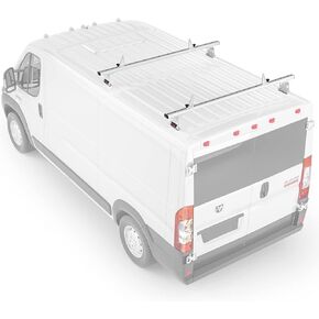 AA Racks Model AX302 Aluminum Van Ladder Roof Rack System Fits for 2013-On RAM ProMaster/ 2015-On Transit - 2 Bar 72'', White
