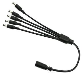 GINTOOYUN DC 5.5mm x 2.1mm Splitter Cable, 1 Female to 5 Male DC Splitter Adapter 12V DC Power Extension Cable for LED Strip Light, CCTV Security Camera 0.7m (1 to 5 Way)