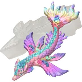 Magical Crystal Water Dragon 3D Epoxy Resin Silicone Mold for Fondant Sugar Craft, Cake Topper Decorating, Polymer Clay, Plaster