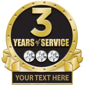 3 Years Of Service Pin, 3 Years Award Pin With Rhinestones, Engraving Included Prime