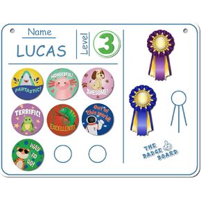 Badge Board Reward Chart with Levels for Kids Behavior and Motivation (Blue)