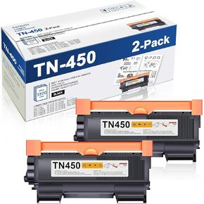 TN-450 TN450 Toner Cartridge Black High Yield Replacement for Brother TN450 HL-2270dw HL-2280dw MFC-7860dw IntelliFax 2840 2940 Printer TN4502PK Toner